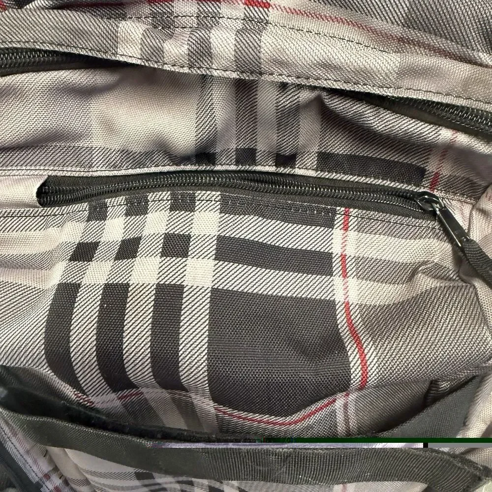 VintageBurton Metalhead Grey Brown Plaid 26L Backpack Adjustable Insulated Side